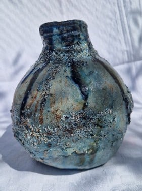 Vase vert – 22x20 - céramique grès et sable