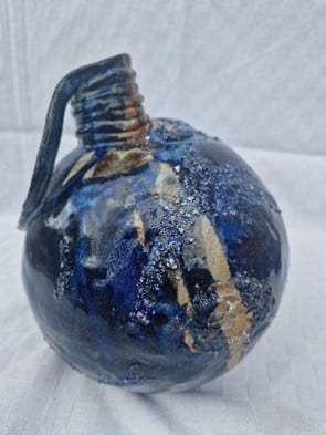 Vase bleu – 22x18- céramique grès et sable