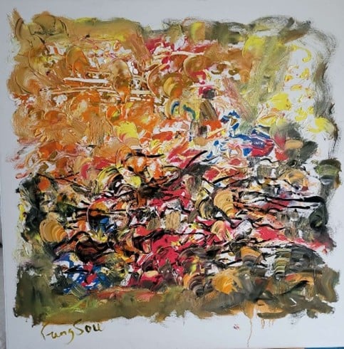 Travail au crépuscule – 80x80 – HST